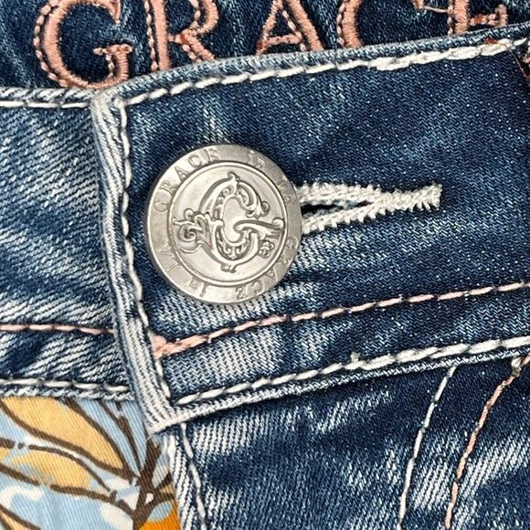 Grace In LA Surfs Up Jean Shorts Size 26 - Picture 5 of 7